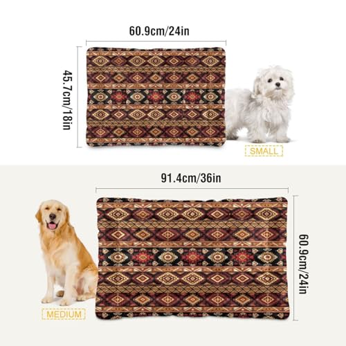 Tribal Stripe Pattern Pet Bed Mat for Dogs and Cats, Soft Washable Crate Pad with Non-Slip Bottom, Cozy Bed Cushion for Small Medium Large Pets, 18x24 Inch - size: Small