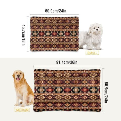 Tribal Stripe Pattern Pet Bed Mat for Dogs and Cats, Soft Washable Crate Pad with Non-Slip Bottom, Cozy Bed Cushion for Small Medium Large Pets, 18x24 Inch - size: Small
