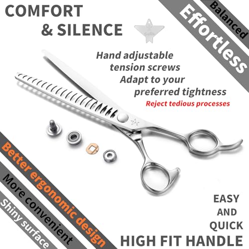 High-end Professional Dog Grooming Thinning Scissors Teeth Cutting Blending Shears Pet Texturizing Shears 7.5 Inch Extremely Very Sharp Stainless Steel Alloy For Cat Other Animals Groomer - size: 7.5inch, style: Thinning Shears
