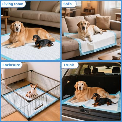 Gimars 100G Thicker Large 36in x 44in Puppy Pads – Dog Pee Pads with Reinforced Edges for Medium & Large Breeds, Multi-Dog Homes, 100% Leakproof, 48H Absorption, Indoor Potty & Floor Protection - size: 36"x44"- Blue 40 Counts