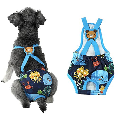 Dog Diaper Sanitary Pantie with Suspender Reusable Doggies Period Pants Washable Girl Pet Underwear Diapers Jumpsuits Onesie for Puppy Small Female Dogs in Heat - color: Blue, size: XXS