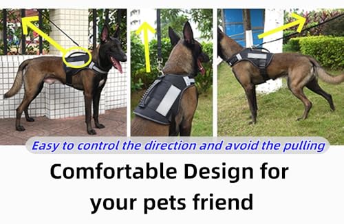 Dog Harness with Handle - No Pull Heavy Duty Dog Harness Reflective Vest for Medium Sized Dogs Tactical Training Walking, Easy Walk Harness Adjustable Removable Service Harnesses, L Black - color: Black, size: L