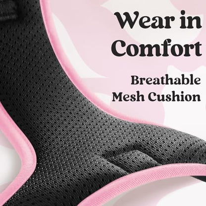rabbitgoo Dog Harness Small Sized, No Pull Easy On & Off with 3 Buckles Pet Harness, Adjustable Soft Walking Vest with 2 Clips and Handle, Reflective for Small Dogs, Black & Pink, S - color: Black & Pink, size: Small