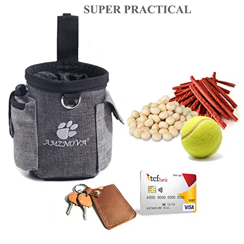 AMZNOVA Dog Treat Bag Treatnow Dog Treat Pouch, Training Pouch with Waist Belt & Clicker for Training & Walking, Waist Clip On Snack Fanny Pack for Pet, 3Cups, Heather Coffee - color: Heather Coffee