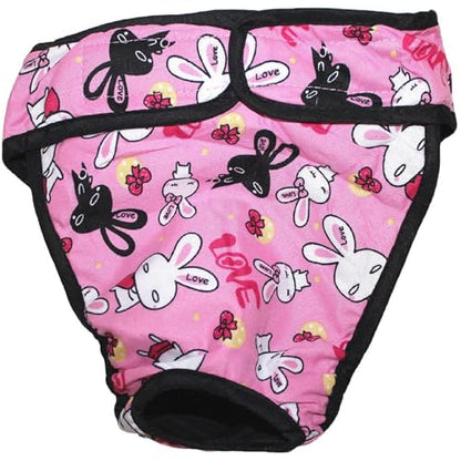 Dog Diaper Reusable Washable Female Girl for Medium & Large Big Dog Breeds Size L, XL, XXL (X-Large: Waist 22" - 28", Pink Bunny) - color: Pink Bunny, size: X-LARGE: Waist 22" - 28"