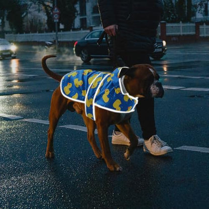 Dog Raincoat, Waterproof Dog Rain Jacket with Hood, Adjustable Rain Coat Poncho with Reflective Strips & Leash Hole for Large Medium Small Dogs Puppies, Lightweight Pet Clothes - color: Blue Duck, size: X-Small