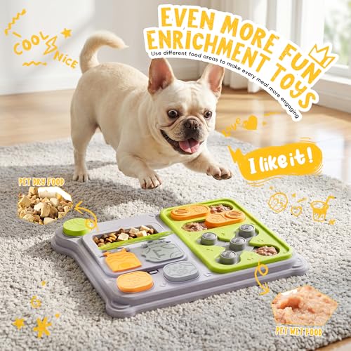 Dog Puzzle Toy Slow Feeder, Interactive Dog Toys for IQ Training & Mental Stimulation, ABS Easy Clean Detachable Tray Non-Slip Base, Enrichment Toys for Dogs, Green - color: Green