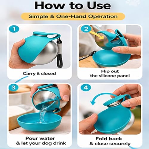 2 in 1 Portable Dog Water Bottle Portable Dog Water Bottle with Silicone Foldable Bowl Leak Proof Stainless Steel Dog Bottle for Hiking Compact Pet Water Bowl (Pink B) - color: Pink B