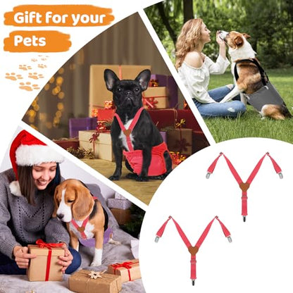 2Pcs Premium Dog Suspenders for Diapers, Belly Bands, Dog Apparel, Adjustable Elastic, Size avaiable for Small Medium and Large Dogs (Watermelon Pink S) - size: Small (Back length 6.1"-11")