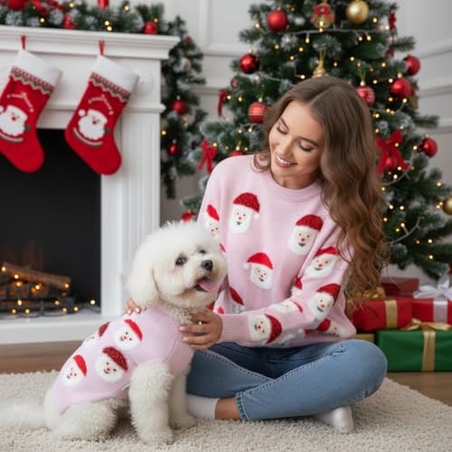 LUBOT NEW Ugly Christmas Sweaters for Puppy Cute Funny Wintertime and Holiday Parties Knitted Pullover Sweater Santa Small Dog Pink Santa X-Small - color: Pink Santa, size: X-Small