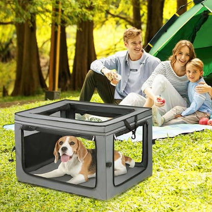 Portable Dog Crate Soft Dog Crate 22",30",36",42" Foldable Basic Dog Crates Easy Set-up, Light, Sturdy, Comfy，Collapsible Crate for Home and Travel (30Inch) - size: 30Inch