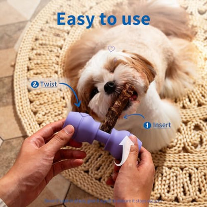 PetClan Chewise Bully Stick Holder, Improved Bully Sticks Holder, Ultimate Secure Heavy Duty, BPA-Free Safety Device to Prevent Choking, Fits Various Bully Sticks and Dog Sizes - color: Purple, size: Small