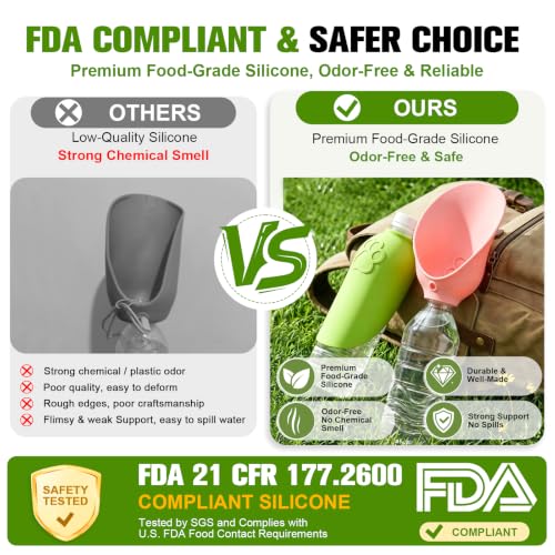 Portable Dog Water Bottle Attachment, Foldable Pet Water Bowl for Walks | Slip-on Silicone Dog Drink Dispenser, Fits Standard Water Bottles,Ideal For Daily Hiking & Travel, Quick Rinse & Easy Setup - color: Pink