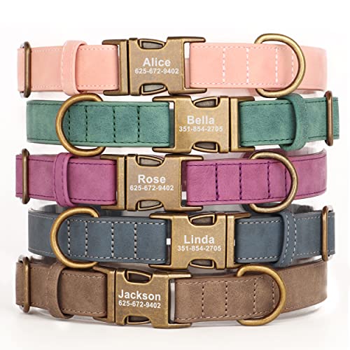 Personalized Dog Collars for Small Dogs, Custom Soft PU Leather Dog Collar with Engraved ID Name and Number, Adjustable & Durable Pet Collars with Quick Release Metal Buckle,S(10-16") - color: Yellow Brown-Engraving, size: Small: Fit 10-16" Neck