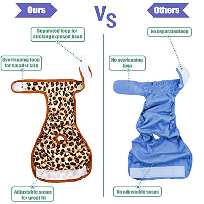 wegreeco Luxury Washable Reusable Dog Diapers (Stylish Pattern) - Female Dog Diapers, Doggie Diapers, 3 Pack (Cheetah Print, Small) - color: Cheetah Print, size: Small
