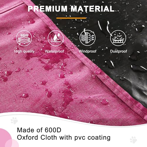 HiCaptain Breathable Dog Crate Cover 42 Inch, Durable Heavy Duty Kennel Cover for Dogs, Dual Zippered Panels, Windproof Waterproof UV-Resistant, Pink - color: Pink, size: 42.0"L x 28.0"W x 30.0"H