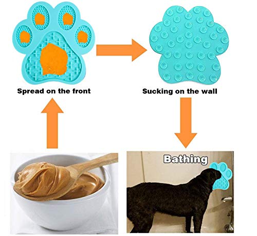 Dog Licking Mat for Anxiety Peanut Butter Slow Feeder Bowls Licking Pad with Strong Suction to Wall for Pet Bathing,Grooming,and Dog Training (Light Blue) - color: Light blue