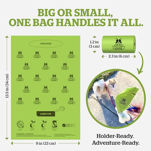 Pogi's Compostable Poop Bags – Leak-Proof, Extra-Large, Made with Plants – 32 Rolls (480 Bags) - size: 1 Count (Pack of 480)