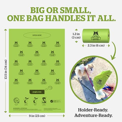 Pogi's Compostable Poop Bags – Leak-Proof, Extra-Large, Made with Plants – 32 Rolls (480 Bags) - size: 1 Count (Pack of 480)
