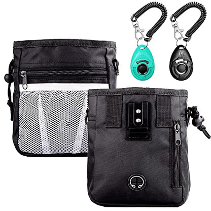 STMK Dog Treat Pouch Dog Clicker Training Kit, Dog Training Treat Pouch Dog Clicker for Training, 3 Ways to Wear Easily Carries Treat Pouches for Pet Training (Black) - color: Black