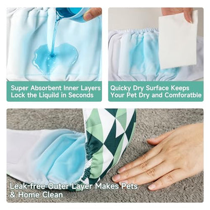 wegreeco Washable Male Dog Diapers (Pack of 3) - Washable Male Dog Belly Wrap (Geometrical Blue Green Coffee, X-Small) - color: Geometrical Blue Green Coffee, size: X-Small (Pack of 3)