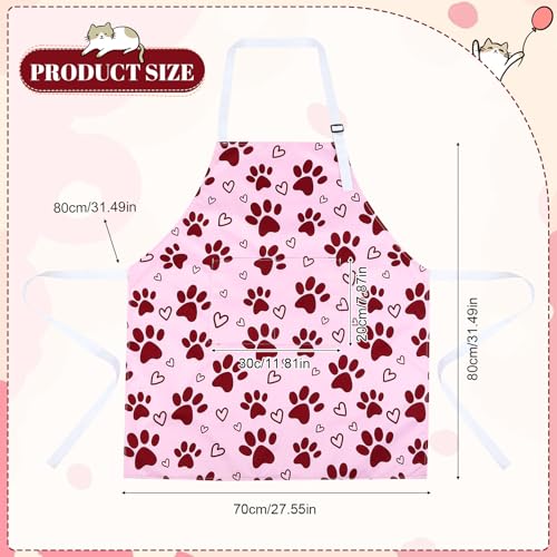 Dog Grooming Waterproof Apron with 2 Pockets, Cute Animals Puppy Dog Pets Apron - style: Red Heart Dog Paw