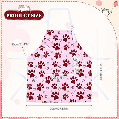 Dog Grooming Waterproof Apron with 2 Pockets, Cute Animals Puppy Dog Pets Apron - style: Red Heart Dog Paw