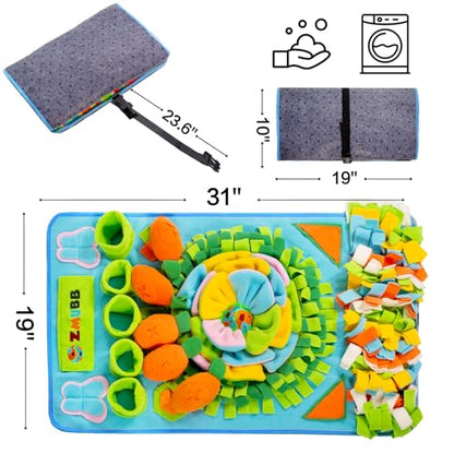 Pet Snuffle Mat for Dogs Sniff Mat Nosework Feeding Mat Slow Feeder Interactive Dog Puzzle Toys for Training and Stress Relief Encourages Natural Foraging Skills (31''x19''（Blue）) - size: 31''x19''（blue）