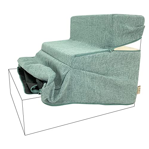 Best Pet Supplies Non-Slip Foam Dog Stair & Pet Ramp, Balanced Indoor Step Support - Foldable Stair Cover, Pale Teal, 3-Step - color: Pale Teal, size: 3-Step (H: 16.5"), style: Replacement Cover