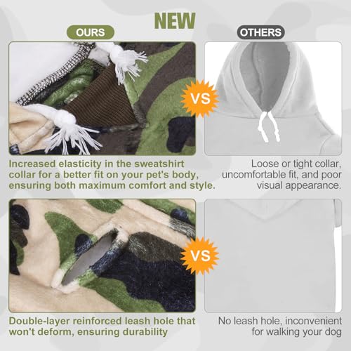BEAUTYZOO Dog Hoodie for Small Medium Dogs Puppy, Soft Fleece Dog Sweater Cold Weather Coats with Pocket, Pet Outfits Hooded Sweatshirt Chihuahua Cat Jacket Clothing Warm Camo French Bulldog Clothes - color: Army Green, size: Medium