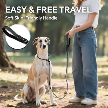 QQPETS Adjustable Slip Lead Dog Leash, Hands Free Waist Leash for Dog Walking, Reflective Training Lead with 360° Swivel Anti-Tangle, 4-7 ft Length for All Breeds - color: Grey Gradient