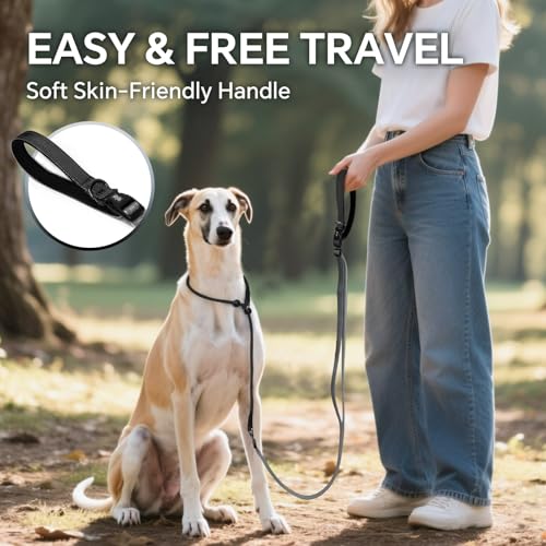 QQPETS Adjustable Slip Lead Dog Leash, Hands Free Waist Leash for Dog Walking, Reflective Training Lead with 360° Swivel Anti-Tangle, 4-7 ft Length for All Breeds - color: Grey Gradient