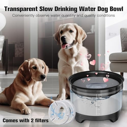 UPSKY 5.5L Dog Water Bowl,186oz Large Capacity No Spill Water Bowl for Dogs, Splash Proof Slow Water Feeder with Heightened Base, Anti-Slip Slow Drinking Pet Water Bowl for Messy Drinkers, B-Black - color: B-Black