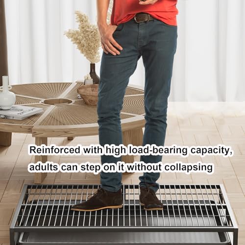 Large Indoor Dog Potty Toilet 30.7 x 19.7 Inch, Metal Elevated Pee Pad Holder for All Breeds, Keeps Paws & Floors Clean, Ideal for Bedroom/Dorm, Dog Potty Tray for Large Dogs