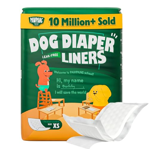 PAWPANG Dog Diaper Liners, Booster Pads for Male & Female Dogs, 100ct, XS | Extra Leak Protection - color: Standard Pack, size: X-Small (100 Pads)