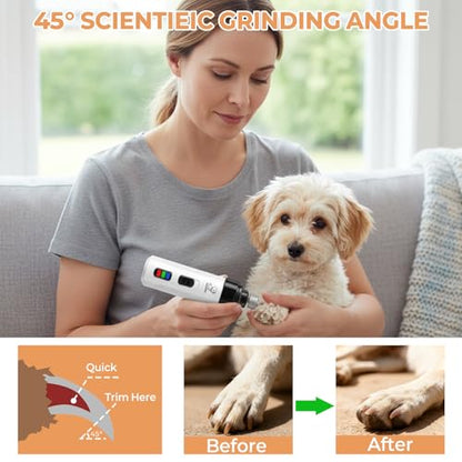 Pet Paw Trimmer and Nail Grinder for Dogs & Cats, 5-in-1 Rechargeable Detail Grooming Tool for Paw Pads, Face, Ears and Nail Smoothing, Low-Noise 3-Speed Design