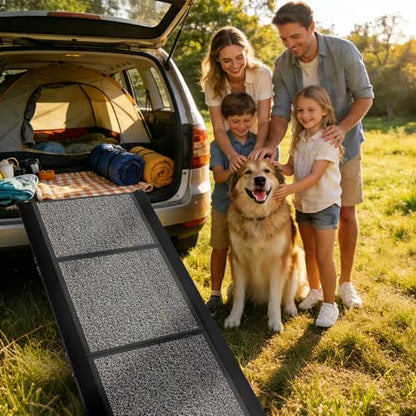 Dog Ramp for Car 63" x 20", Folding Pet Ramp for Large Dogs with Non-Slip Rug Surface, Portable Dog Car Ramp for SUV Car & Truck - size: 63" L x 20" W