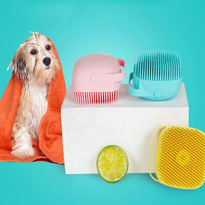 3-Pack Dog & Cat Bath Brush Set - Soft Silicone Pet Grooming Shampoo Brush, Massage Shower Brush with Shampoo Dispenser for Dogs & Cats - Gentle Bathing & Grooming Tool for Pets