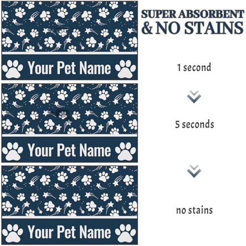 Personalized Dog Food Mat Custom Pet Feeding Absorbent Mats for Floor Customized Cat Water Bowl Placemats Non-Slip Washable Dog Mat for Food and Water