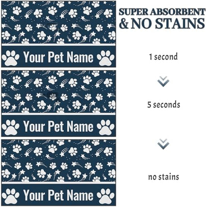 Personalized Dog Food Mat Custom Pet Feeding Absorbent Mats for Floor Customized Cat Water Bowl Placemats Non-Slip Washable Dog Mat for Food and Water