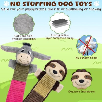 No Stuffing 2 Pack Dog Squeaky Toys,Dog Chew with Crinkle and Squeaker, Cute Animal Plush to Keep Them Busy, Suitable for Large to Small Breeds - color: Grey,coffee