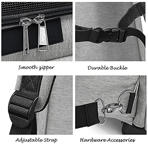 Wheeled Pet Carrier Backpack Pet Stroller, Travel Carrier, Car Seat for Small Dogs Cats Puppies, Comfort Cat Backpack Removable Rolling Wheels – Mesh Ventilation Windows (Large Grey) - color: Large Grey