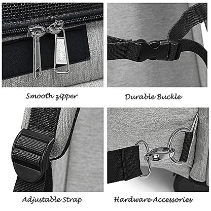 Wheeled Pet Carrier Backpack Pet Stroller, Travel Carrier, Car Seat for Small Dogs Cats Puppies, Comfort Cat Backpack Removable Rolling Wheels – Mesh Ventilation Windows (Large Grey) - color: Large Grey