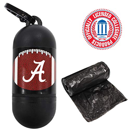 NCAA ALABAMA CRIMSON TIDE Durable LICENSED Poop Bag Dispenser & Leash Clip with 15 Premium Dog Waste Bags - color: Alabama Crimson Tide, size: 1 Count (Pack of 1)