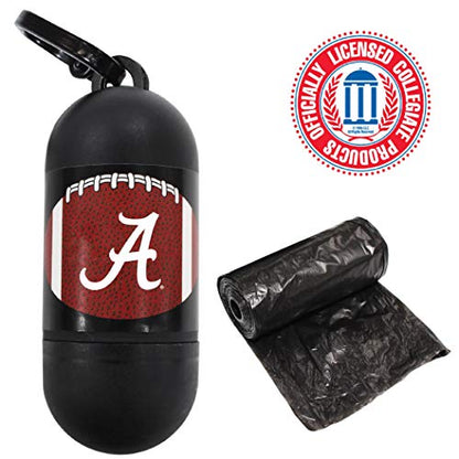 NCAA ALABAMA CRIMSON TIDE Durable LICENSED Poop Bag Dispenser & Leash Clip with 15 Premium Dog Waste Bags - color: Alabama Crimson Tide, size: 1 Count (Pack of 1)