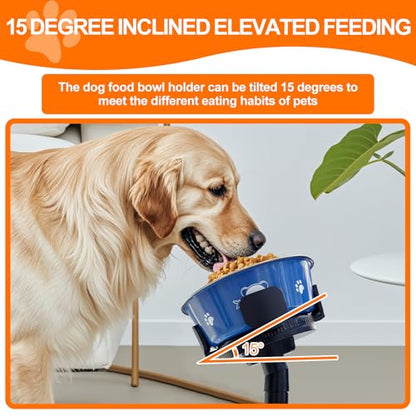 Dog Bowls Elevated Adjustable Stand, Raised Bowl with 3 Heights & Tilted Feeding Stand, Compatible with Various Bowls, for Medium & Large Breeds (with Bowl) Black - color: Elevated Dog Bowls