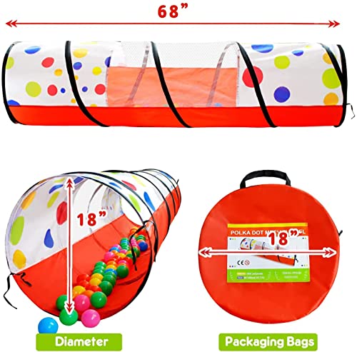 PigPigPen Kids Tunnel for Toddlers,Pop Up Play Tunnel Tent for Babies or Dogs, Indoor & Outdoor Toys for Kids Backyard Playset (Red Spots Play Tunnel) - style: Red spots play tunnel