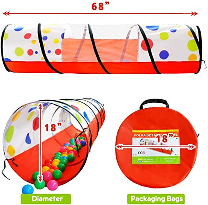 PigPigPen Kids Tunnel for Toddlers,Pop Up Play Tunnel Tent for Babies or Dogs, Indoor & Outdoor Toys for Kids Backyard Playset (Red Spots Play Tunnel) - style: Red spots play tunnel
