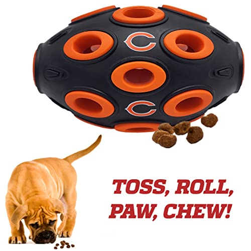 First NFL Chicago Bears Football Treat Dispensing Toy for Dogs and Cats, Interactive Fun, Natural Rubber - color: Chicago Bears