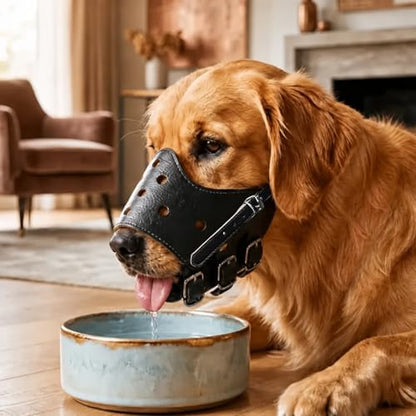 Dog Muzzle Leather, Comfortable and Safe Anti-Barking Leather Dog Muzzle, Breathable and Adjustable, Anti-Bite, Anti-Barking, Anti-Chewing, Suitable for Small, Medium and Large Dogs - size: XS